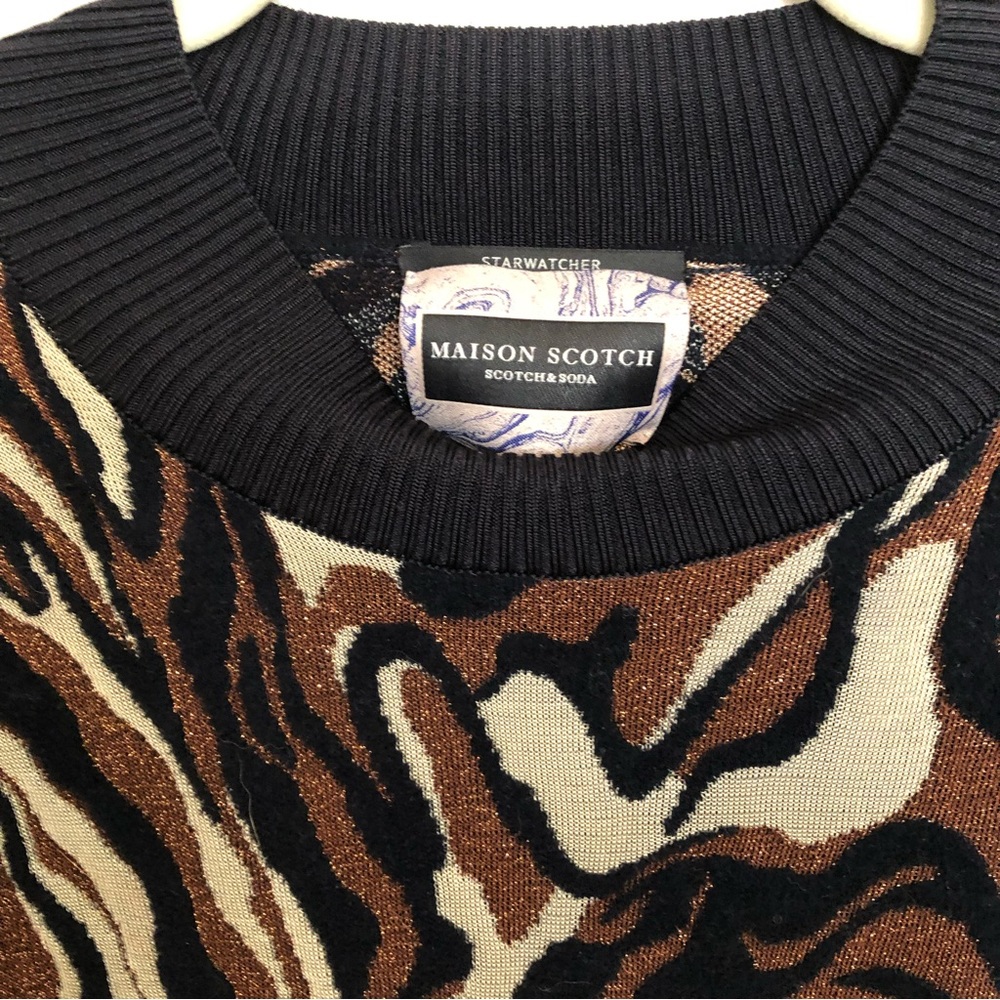 Scotch And Soda Metallic Print Sweater Size L - image 2